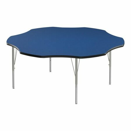 CORRELL CD 60'' Blue 19''-29'' Adjustable Height Table with Silver Legs and Black T-Mold. 38460FLR3609